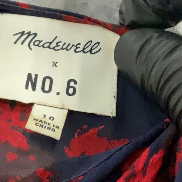 Madewell x No. 6 Magical Silk Chiffon Navy Floral Caftan Dress Size 10 - Picture 8 of 10